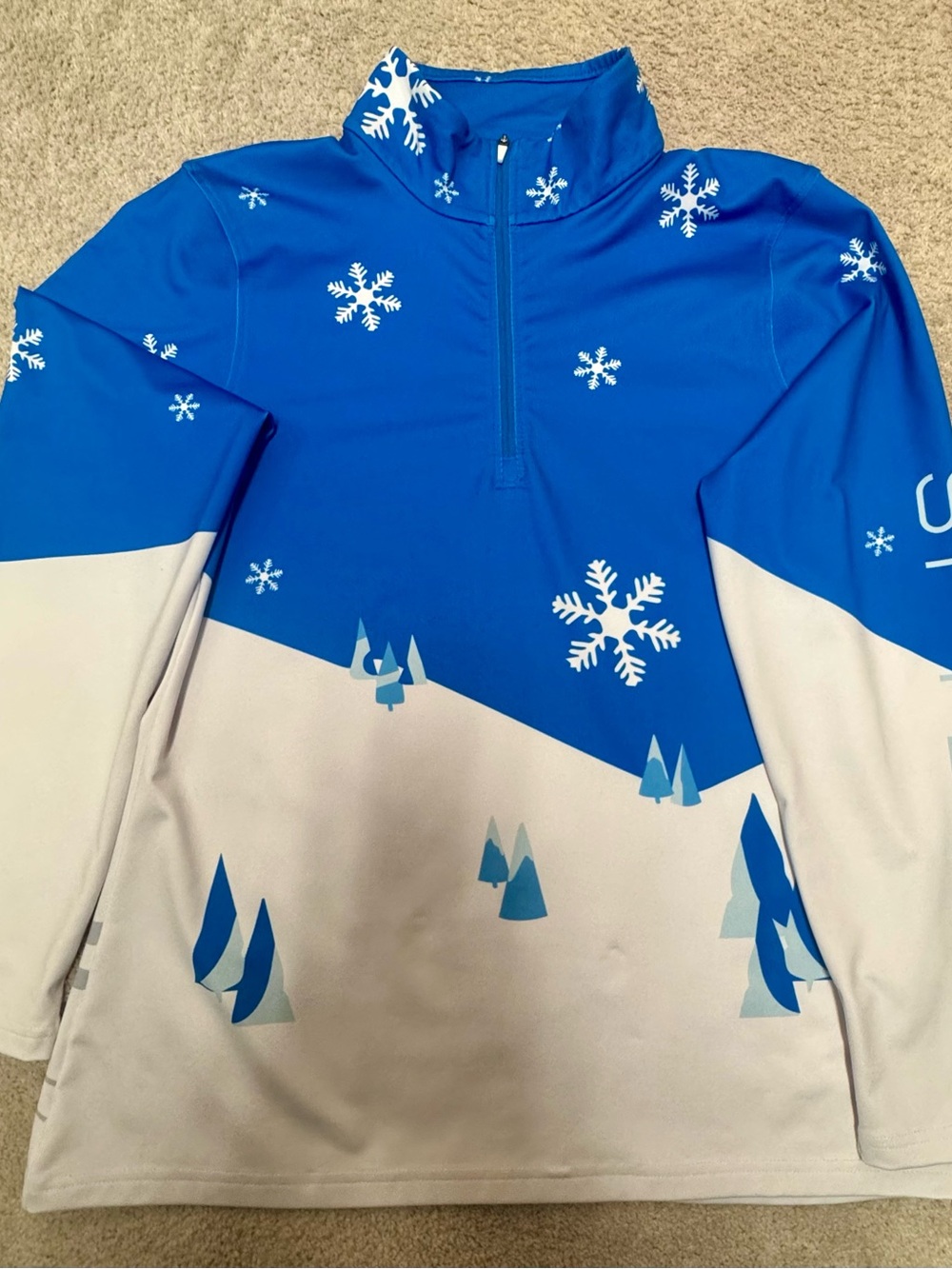 Spyder Women’s Blue & White Snowflake Half-Zip Baselayer Size Large